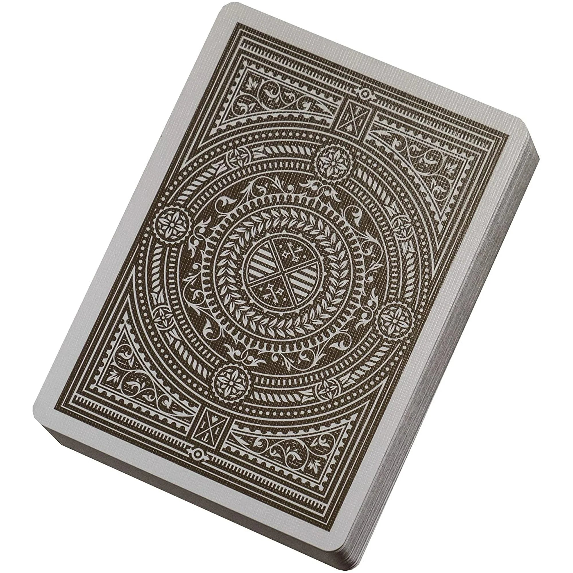 Medallions playing card with intricate design on a white background