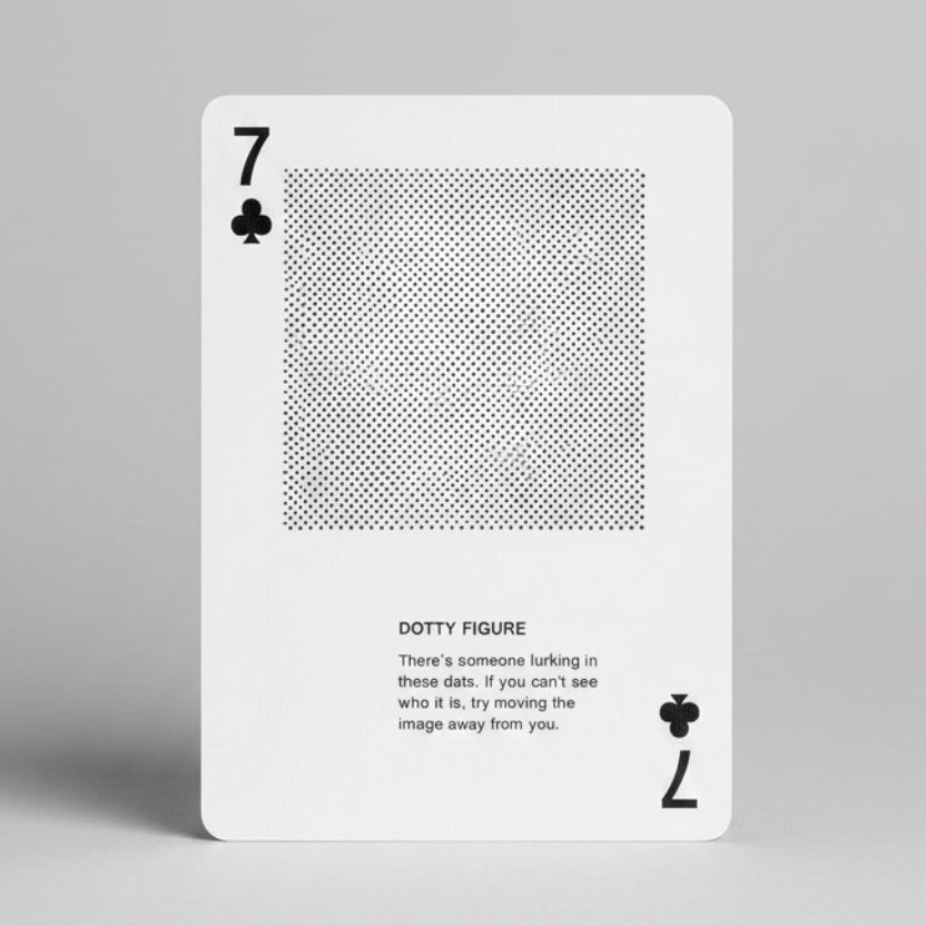Optical Illusions Playing Cards Seven of Clubs hidden figure dot illusion