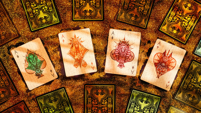 Collection of Keyhole Luxury Edition cards with intricate designs on a textured surface