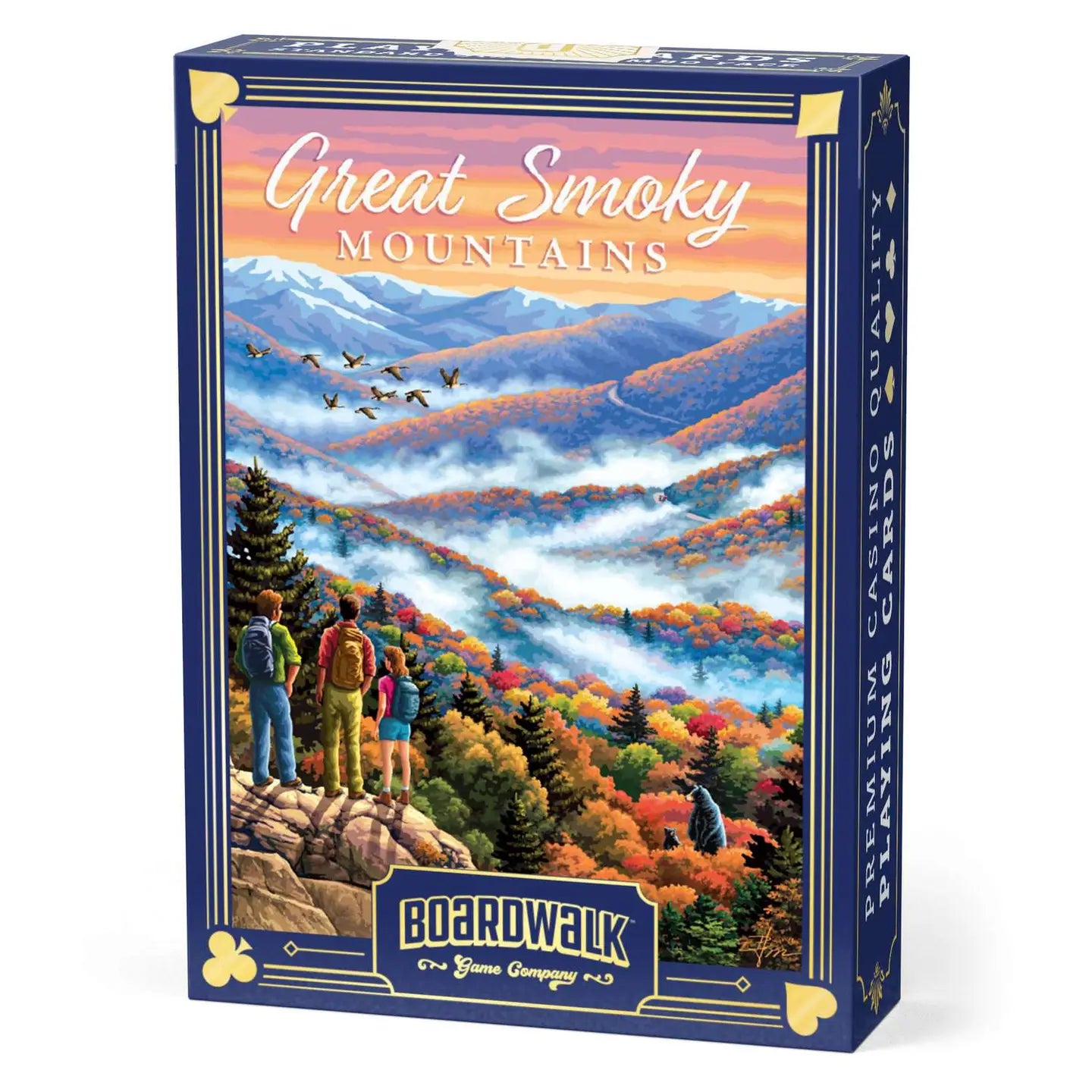 Great Smoky Mountains Playing Cards tuck box with colorful mountain landscape