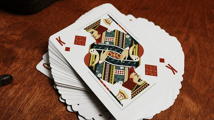 Bicycle Aviary Orange custom King of Diamonds showing geometric vintage-inspired court artwork