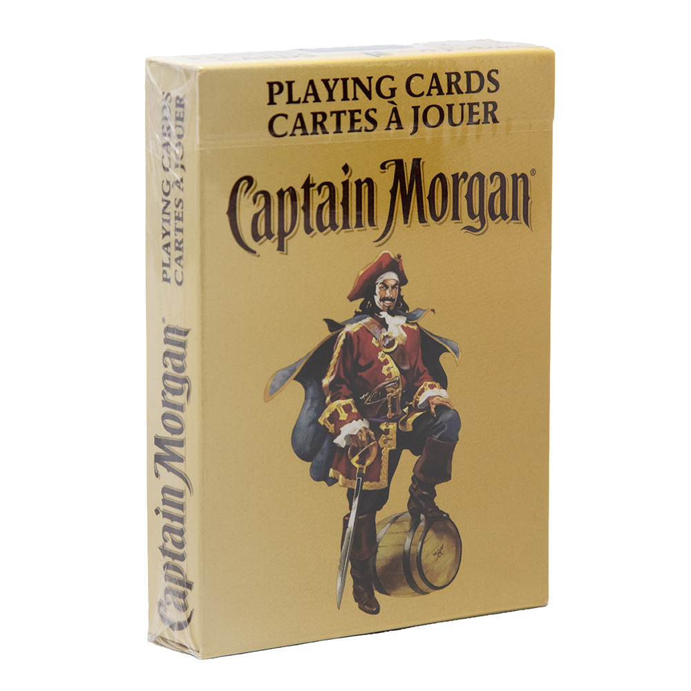 Bicycle Captain Morgan 2011 playing cards – gold tuck box, front and side
