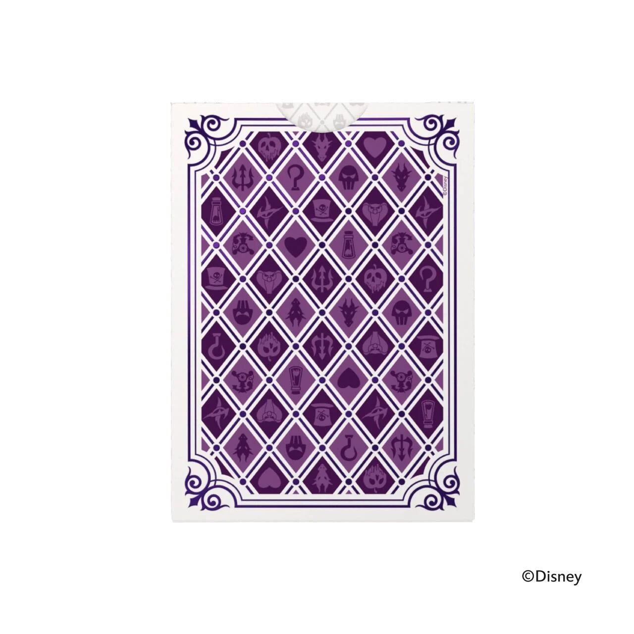Purple and white Bicycle Disney Villains Special Edition card back with diamond lattice and villain symbols