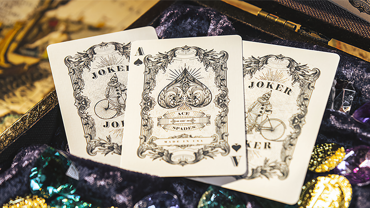 Bicycle Imperial Blue Edition custom Ace of Spades and two illustrated Jokers