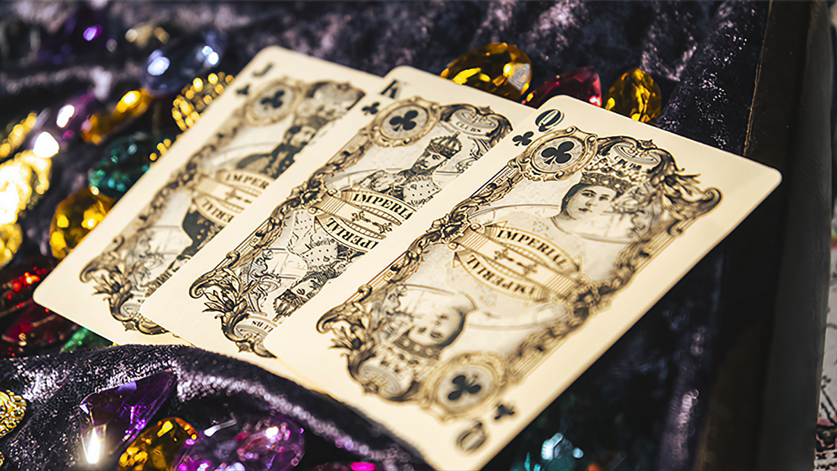 Bicycle Imperial Blue Edition custom Aces with ornate vintage artwork