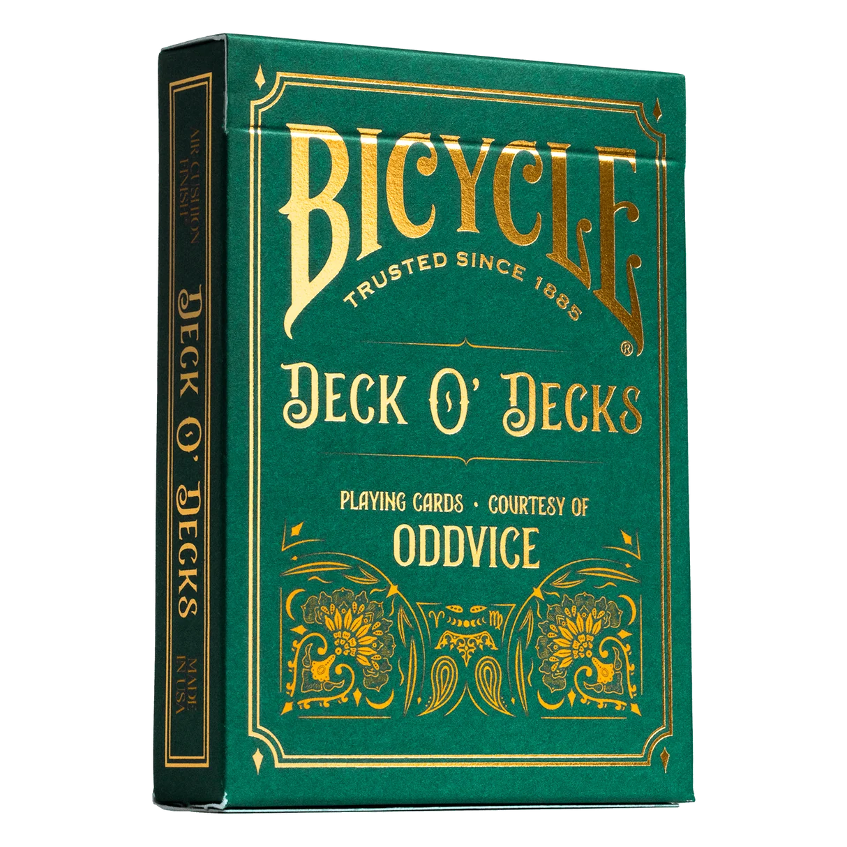 Bicycle Oddvice Deck O' Decks emerald green tuck box with ornate gold detailing