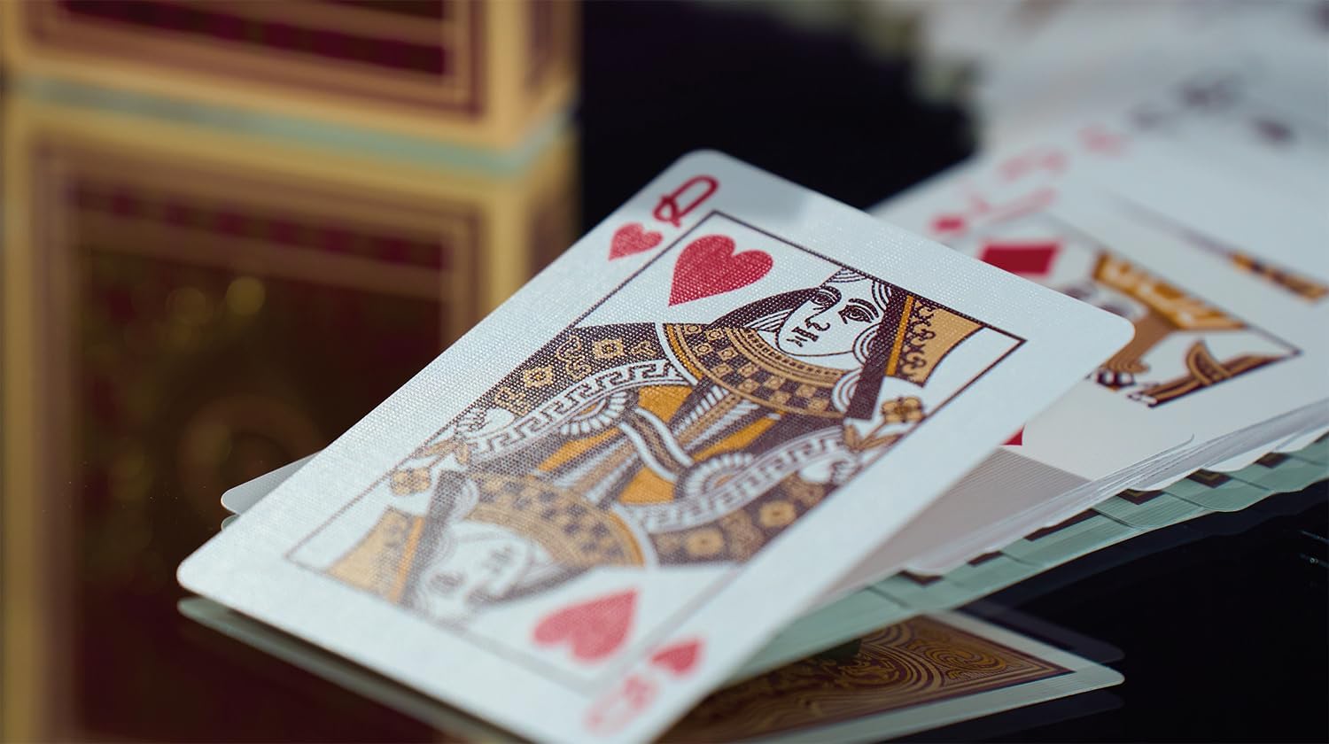 Bicycle Verbena Playing Cards showing recolored Queen of Hearts and coordinating court card artwork