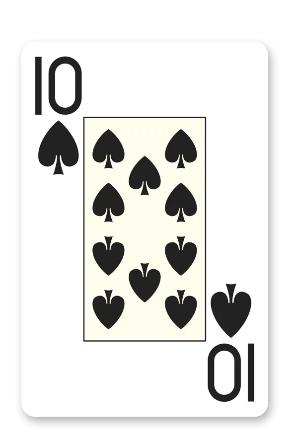 Modiano Bridge 2 Jumbo playing card with the number 10 of spades on a white background