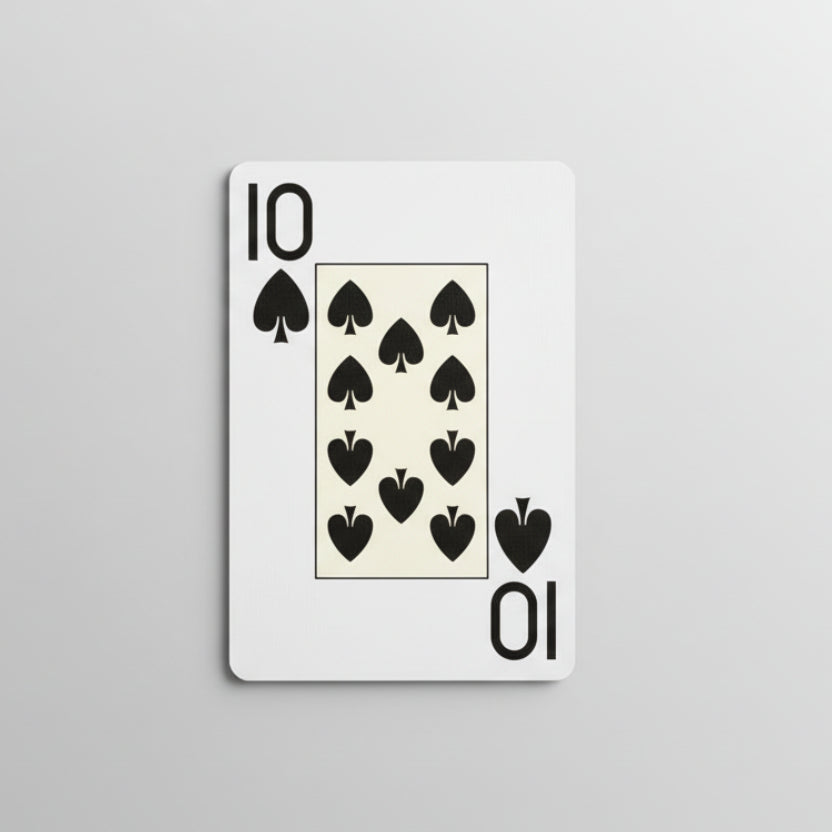 Modiano Bridge 2 Jumbo playing card with the number 10 of spades on a white background