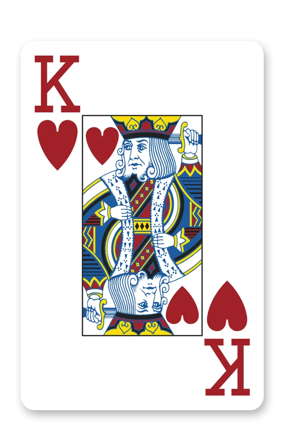 Modiano Bridge 2 Jumbo King of Hearts playing card with red hearts and a white border