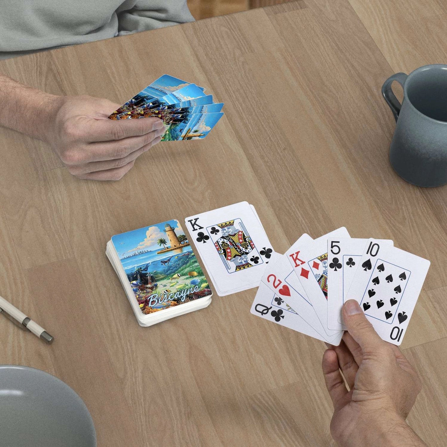 Biscayne Playing Cards by Boardwalk used in a casual card game