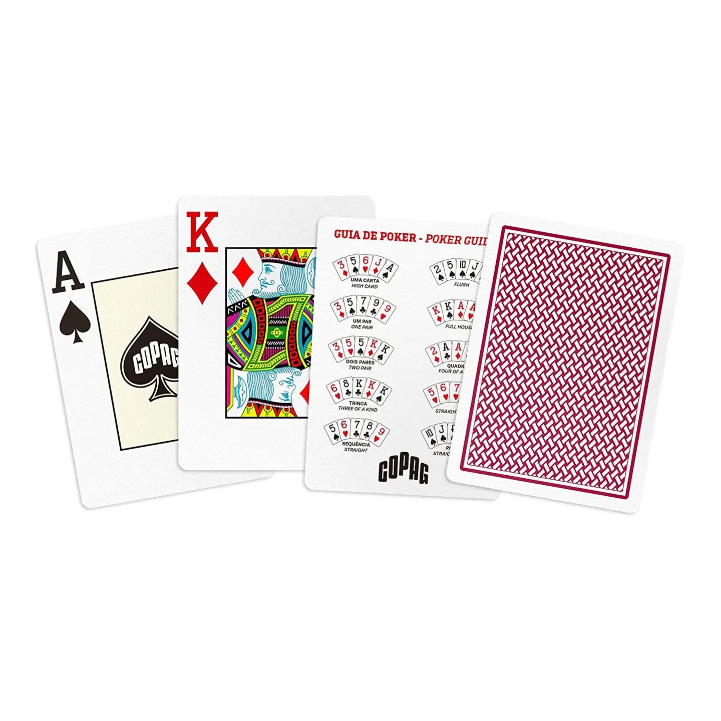 Set of playing cards with visible Copag branding on a white background