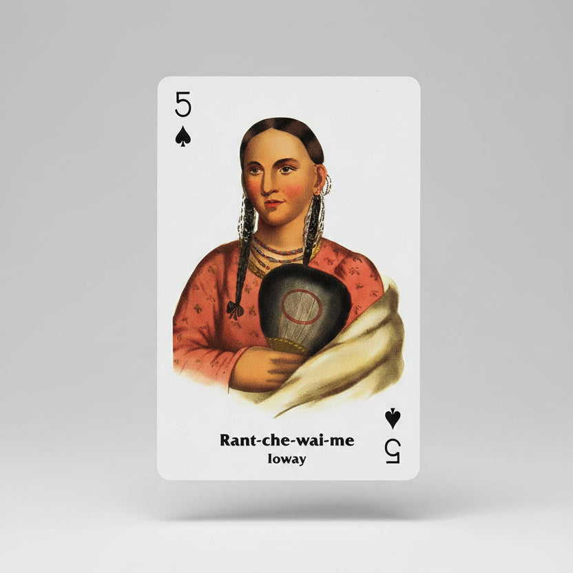 Native American Playing Cards Set Two by U.S. Games with historical Native American portrait of Rant-che-wai-me of the Ioway tribe.
