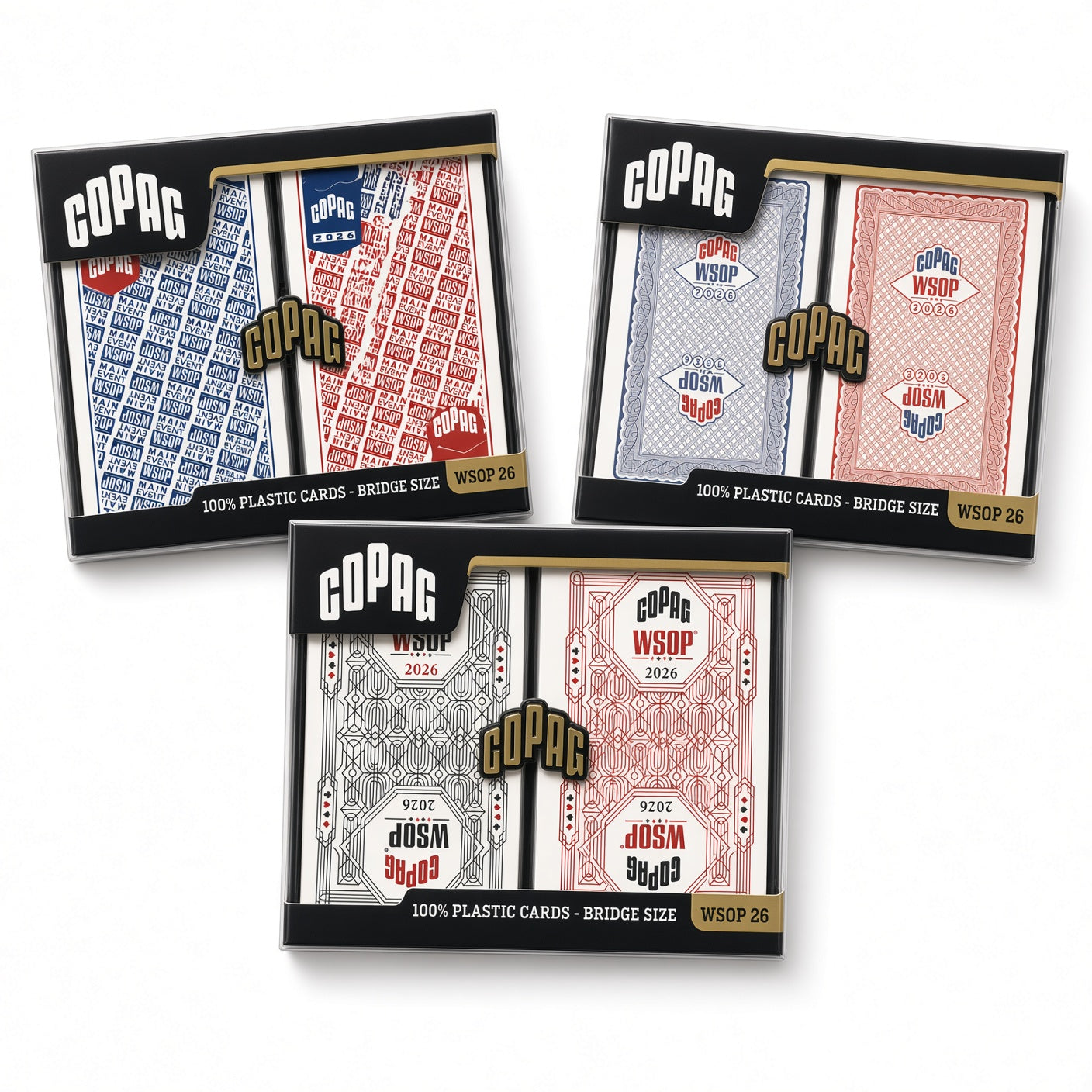 Copag WSOP 2026 Favorites Bundle with Main Event, Traditional, and Jumbo Index double-deck sets