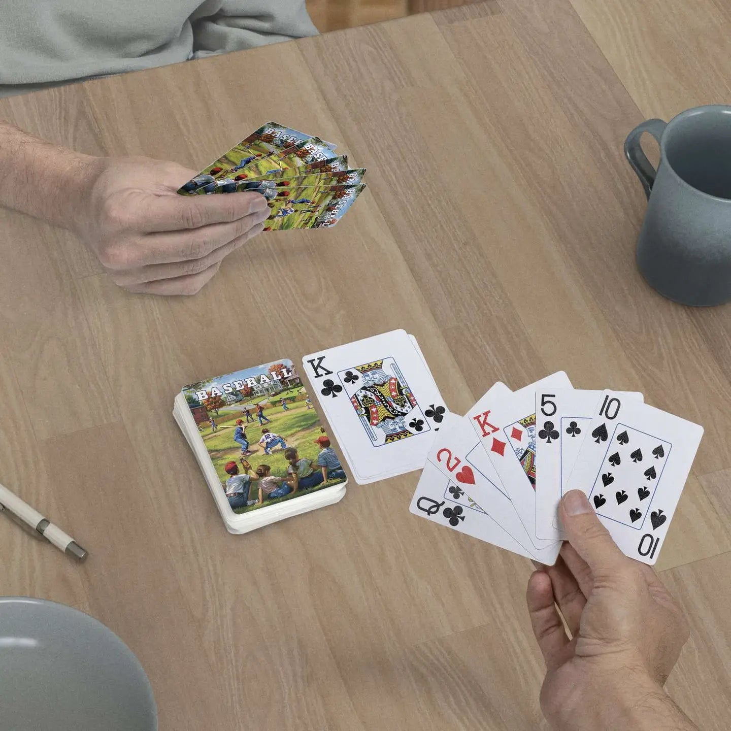 Baseball jumbo-index playing cards in use at a table