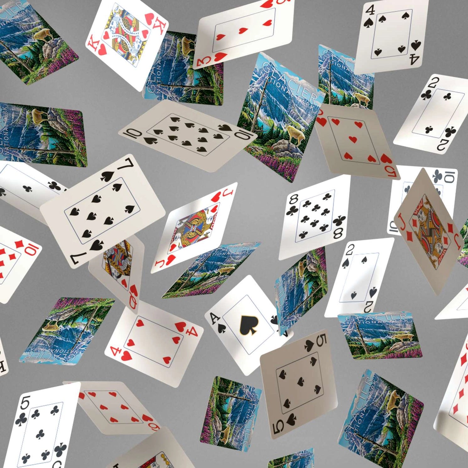 Glacier National Park Playing Cards by Boardwalk with scenic backs and jumbo-index faces