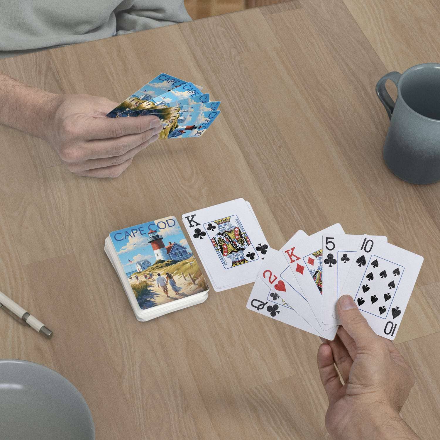 Boardwalk Cape Cod Playing Cards used in a casual card game