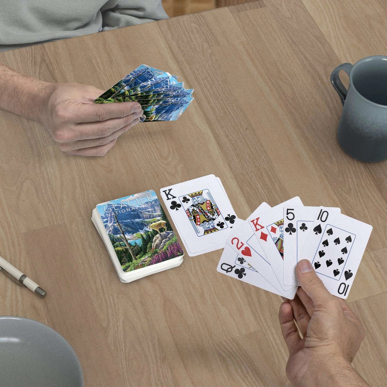 Glacier National Park Playing Cards by Boardwalk used in a casual card game