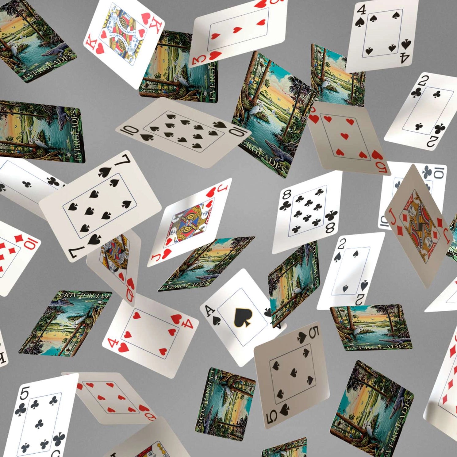 Everglades Playing Cards by Boardwalk with scenic backs and jumbo-index faces