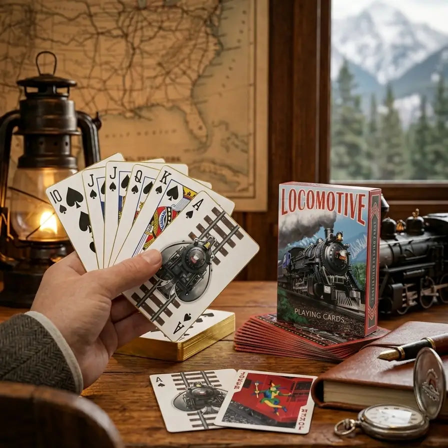 Locomotive Playing Cards custom steam train cards Jokers and card backs