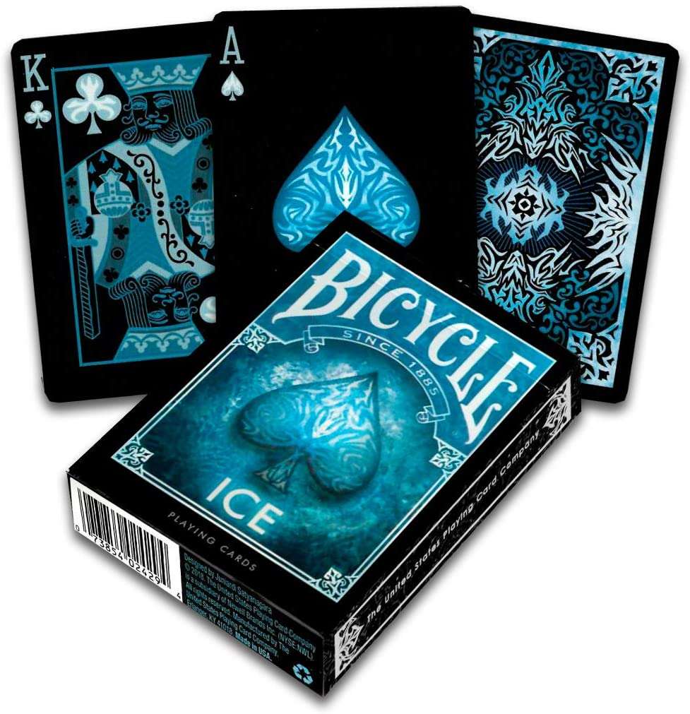 Bicycle Ice playing cards with blue and black design
