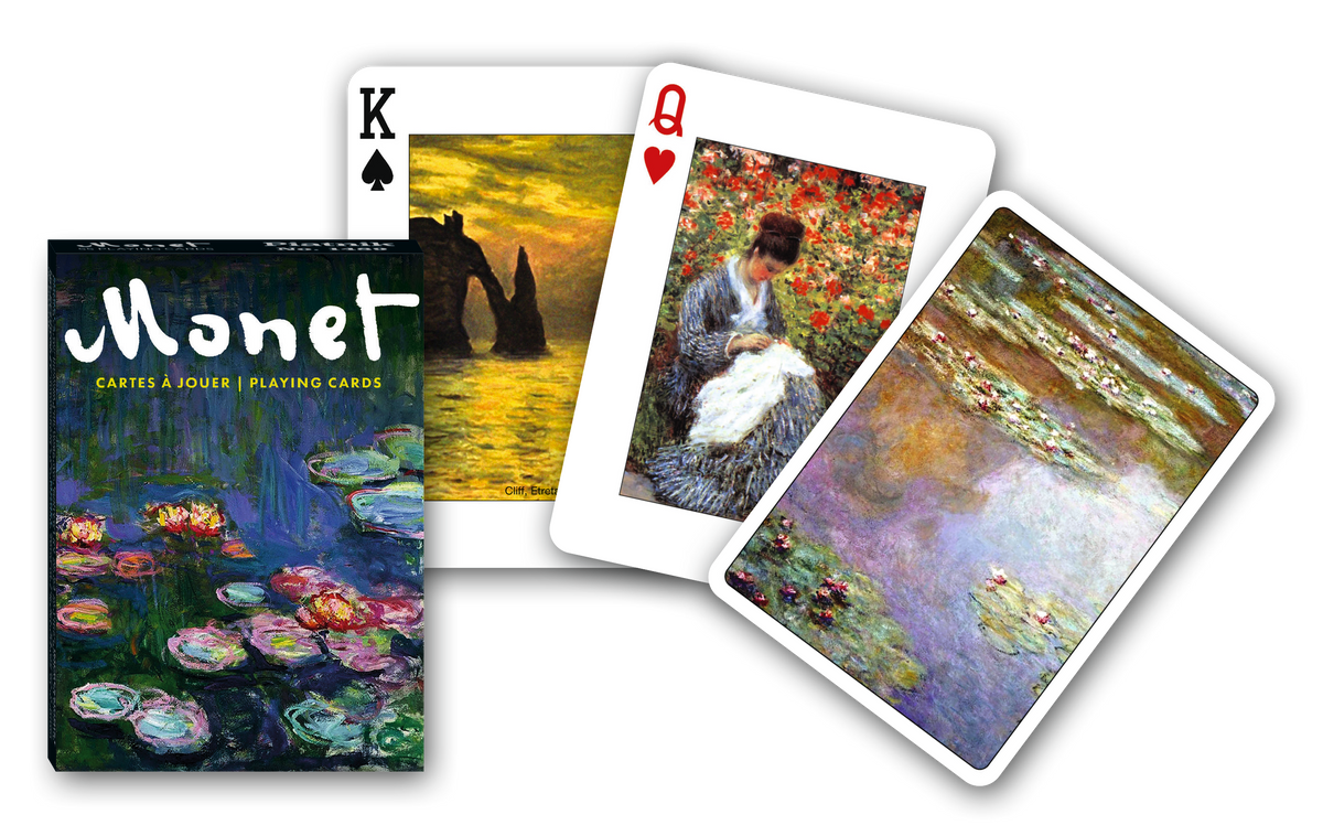 Piatnik Monet Playing Cards with illustrated tuck box and sample card artwork