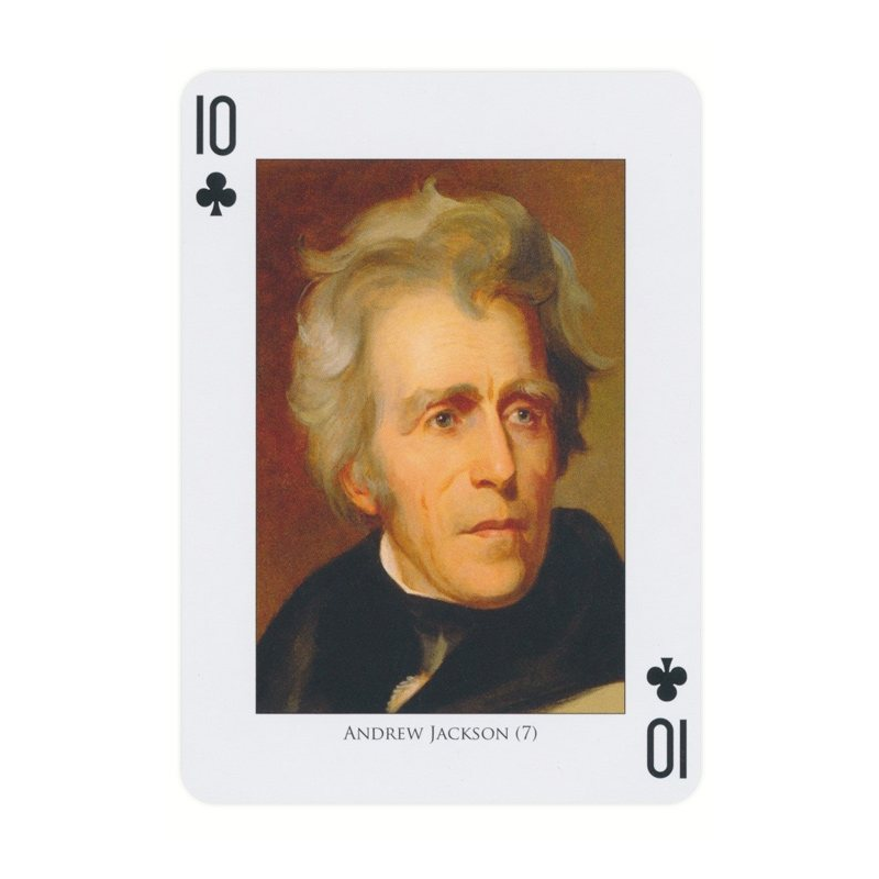 Piatnik Presidents playing card: Andrew Jackson, Ten of Clubs