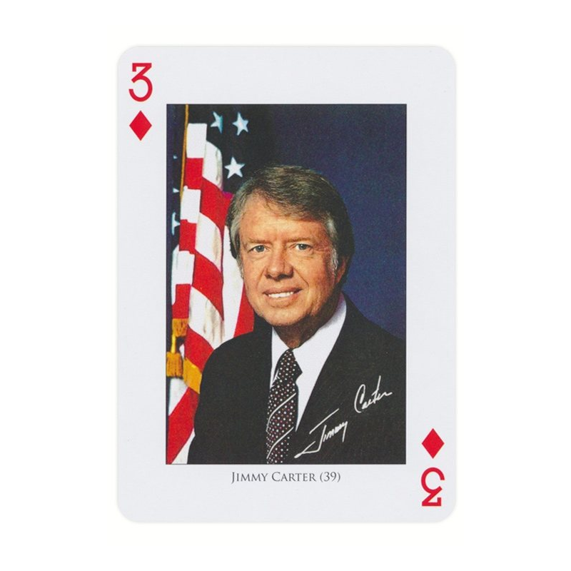 Piatnik Presidents playing card: Jimmy Carter, Three of Diamonds