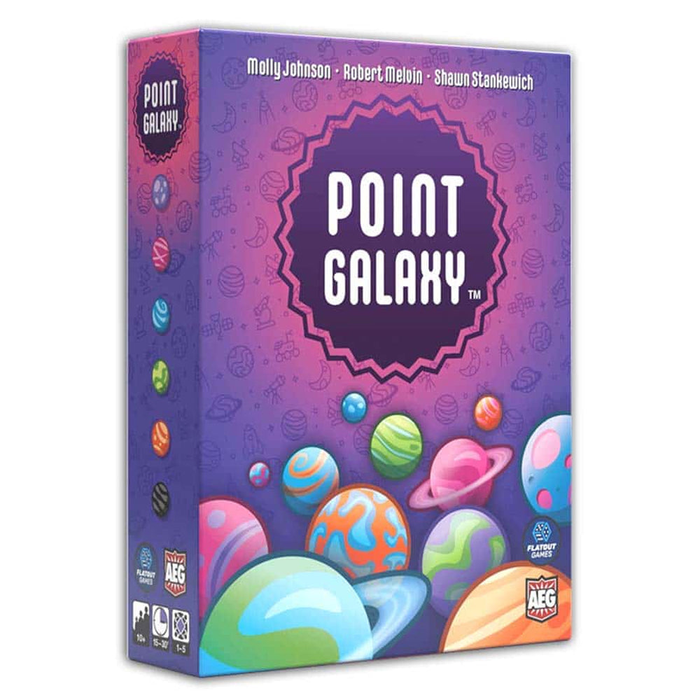 Point Galaxy box with colorful planets and space artwork.