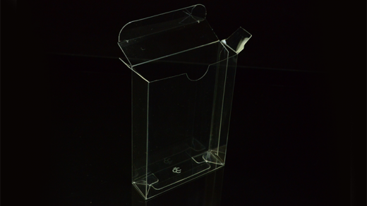 Clear plastic stand on a black background