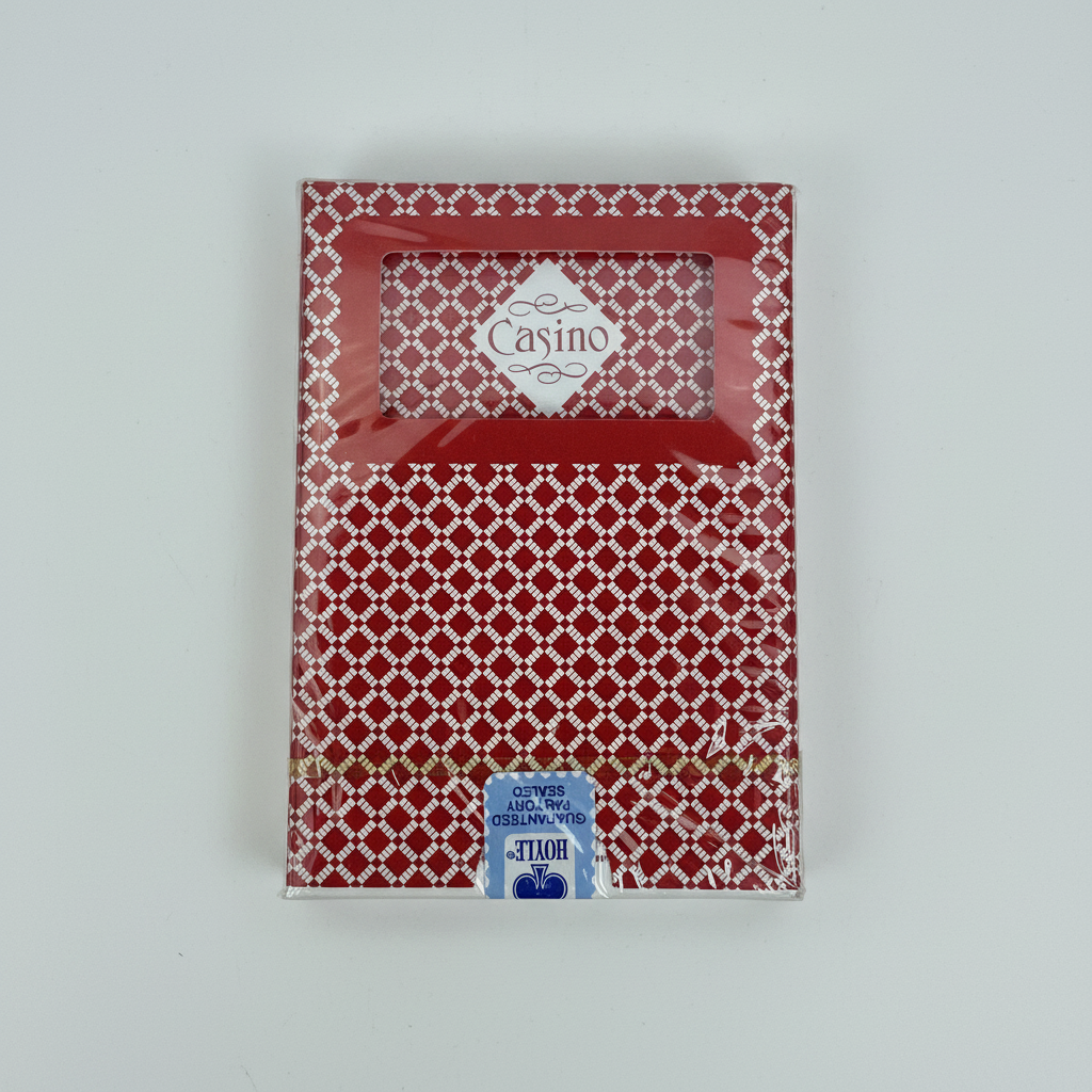 Packaged deck of Hoyle PGC cards with red and white pattern and 'Casino' branding.