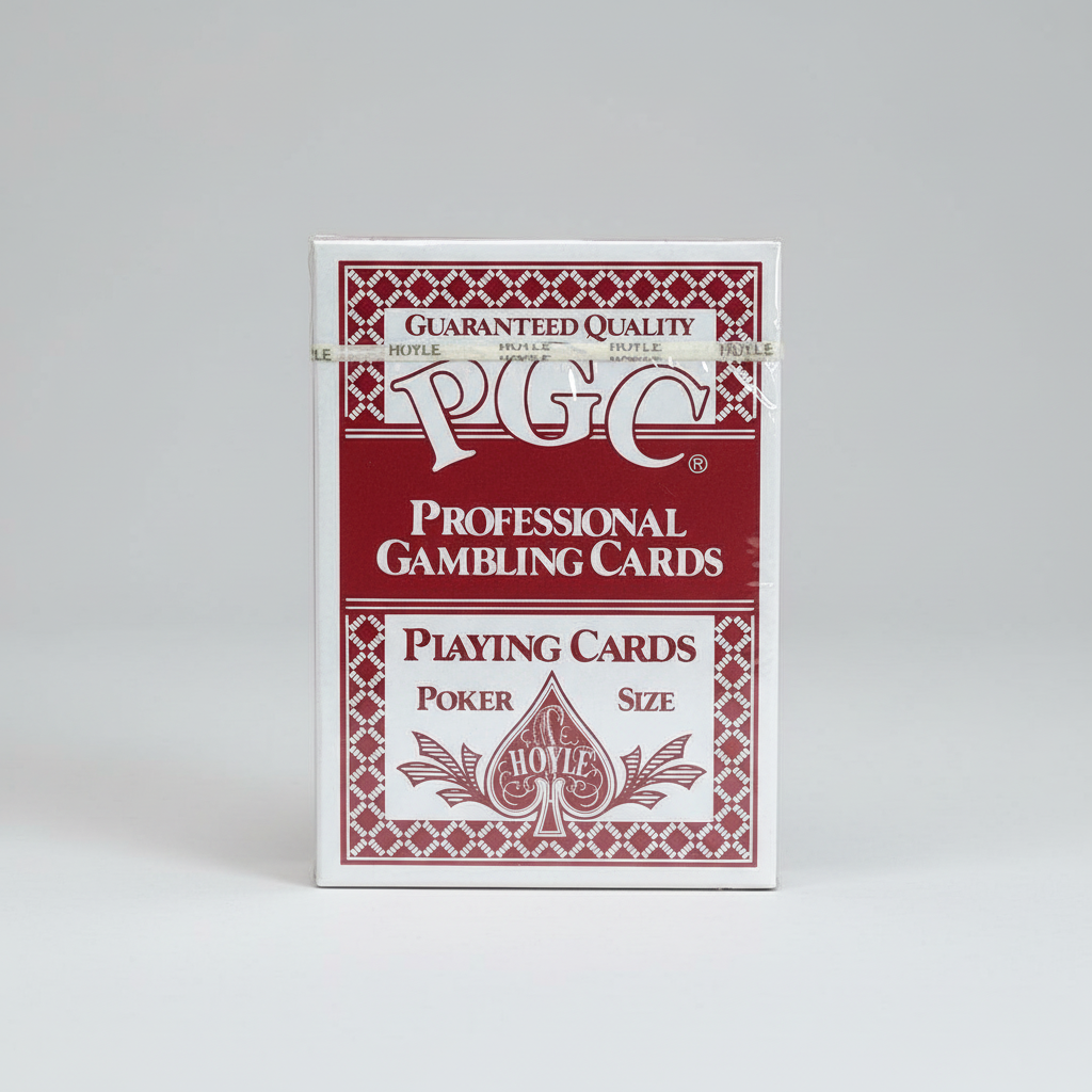 Pack of PGC Professional Gambling Cards with red and white design on a white background