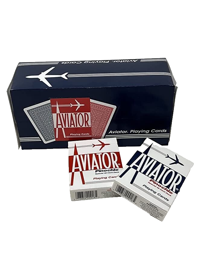 Aviator Pinochle Playing Cards Brick – Red & Blue (12 Decks, Standard Index)