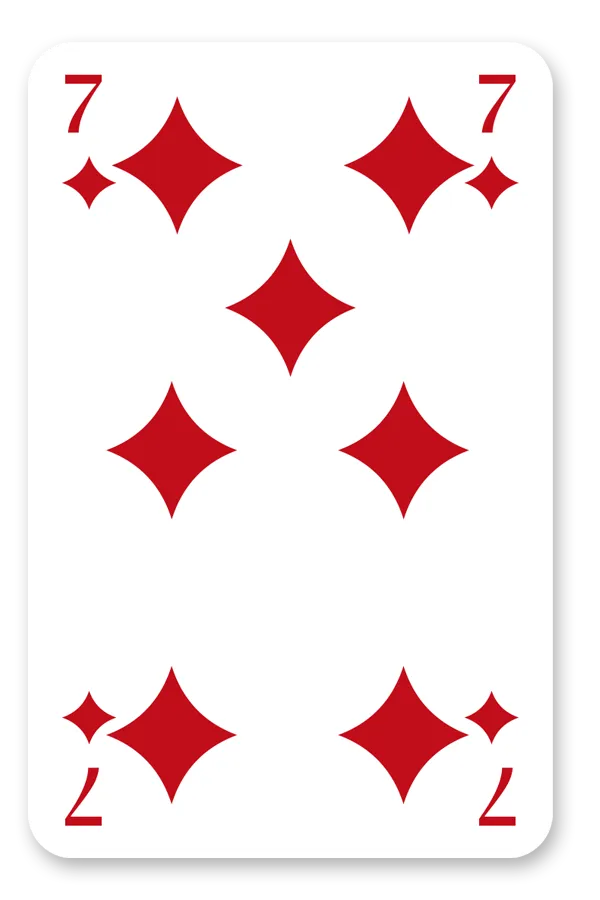 Modiano Skat card with the number 7 and diamond symbols on a white background
