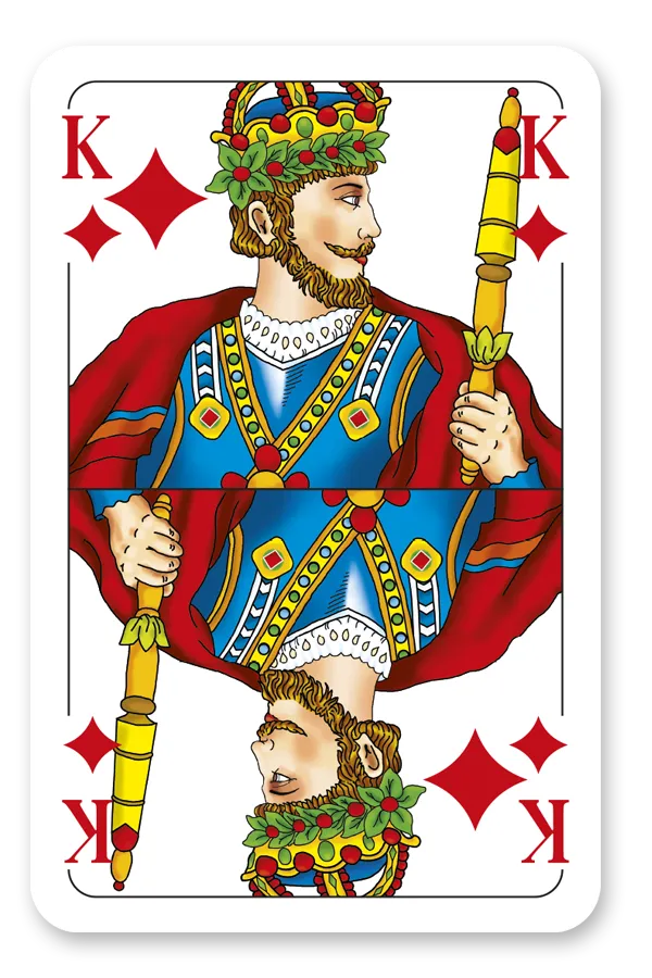 Modiano Skat King of Diamonds playing card with detailed artwork on a white background