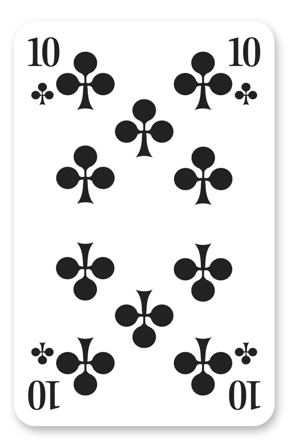 Modiano Skat playing card with the number 10 and club symbol on a white background