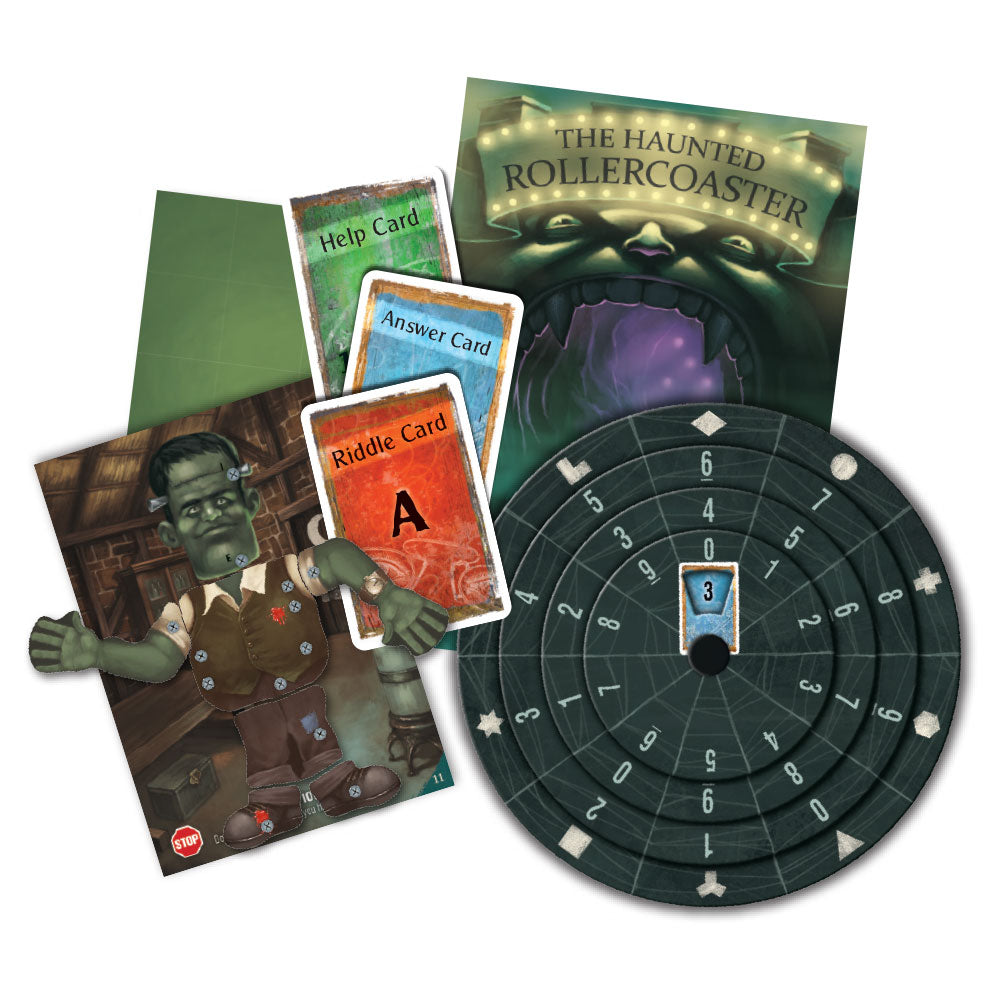 EXIT: The Game – The Haunted Roller Coaster – game components