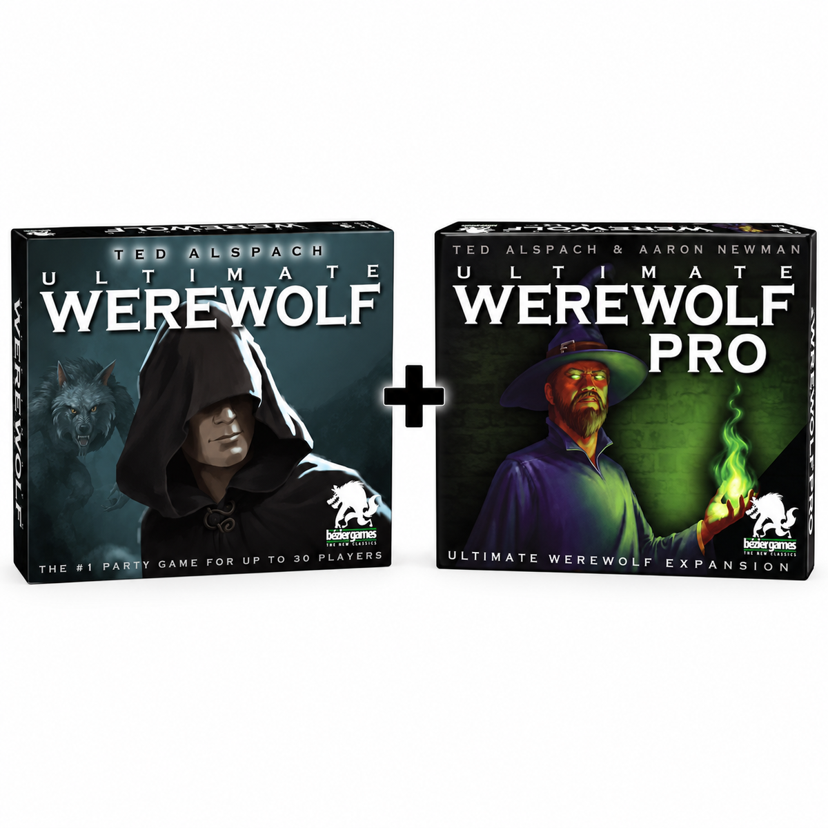 Ultimate Werewolf base game and Ultimate Werewolf Pro expansion boxes shown together.