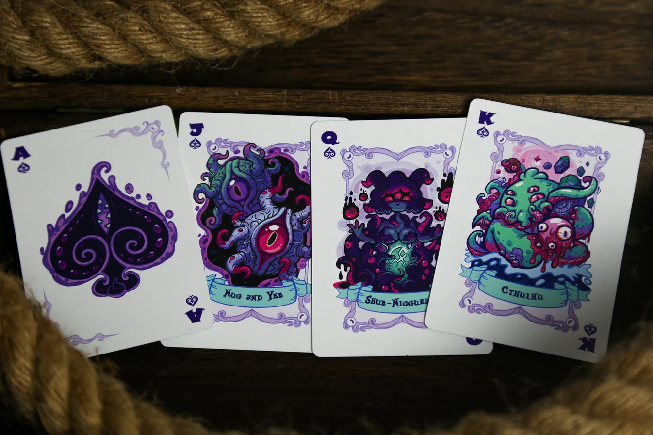 Custom Hearts Ace Jack Queen and King from Arkham Archives Cthulhu Mythos Playing Cards