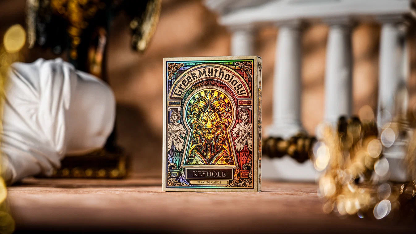 Greek Mythology Luxury Edition tuck box displayed with classical sculpture