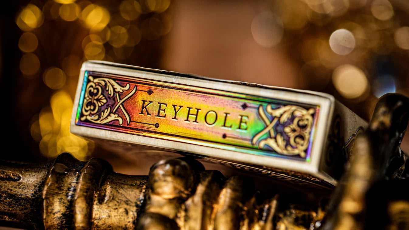 Keyhole logo on holographic foil side panel of Greek Mythology Luxury Edition tuck